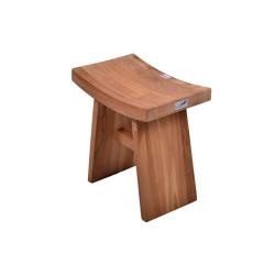 Malá nízká stolička z teakového dřeva, prohnutý sedák, 45x47x29 cm