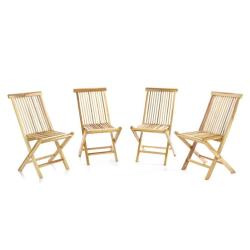 4x skládací židle masiv teakové dřevo na balkon / terasu, bez područek