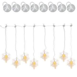 Vánoční světelný závěs na baterie venkovní + vnitřní, sněhové vločky, teple bílý