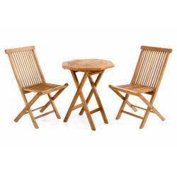 Set nábytku na balkon teakové dřevo skládací 2 + 1, stolek osmiúhelník