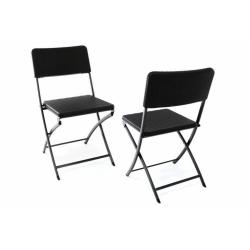 2x levná černá skládací balkonová židle bez područek kov / umělý ratan