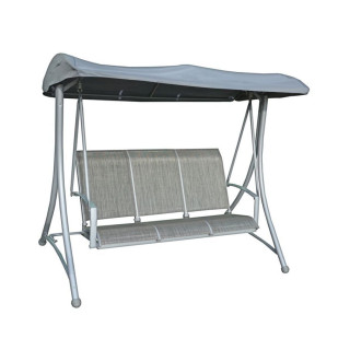 Kovová zahradní houpačka šedá s naklápěcí stříškou proti slunci 196 cm