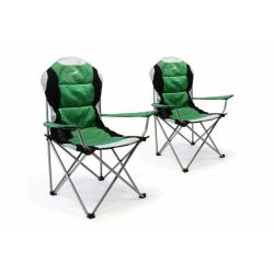 2x kempingová židle s vysokou nosností 130 kg zelená