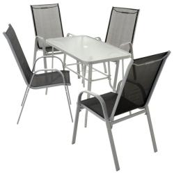 Levný venkovní jídelní set 4 1 stůl + židle, šedá / černá