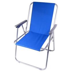 Modrá kempingová skládací židle přenosná, plastové područky