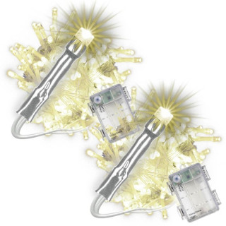 2x venkovní vánoční řetěz na baterie 10 m s časovačem, 100 LED diod