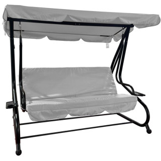 Rozkládací houpačka pro 3 osoby kovová šedá na zahradu / terasu, 200 cm