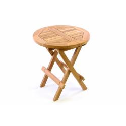 Malý dětský dřevěný skládací stolek z teakového dřeva kulatý, průměr 40 cm