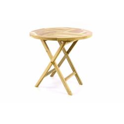 Skládací kulatý dřevěný stůl venkovní průměr 80 cm, teakové dřevo