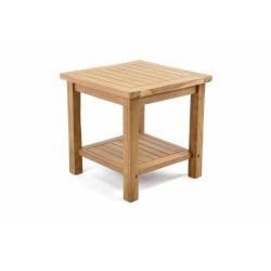 Odkládací stolek masivní dřevo teak čtvercový, s poličkou, 50x50 cm