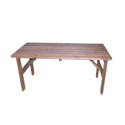 Zahradní dřevěný stůl masiv obdélníkový, borovice mořená, tmavě hnědý, 150x70 cm
