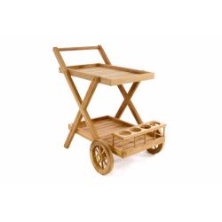 Venkovní servírovací vozík dřevěný - masiv teak, na jídlo a nápoje, 85x84x55 cm