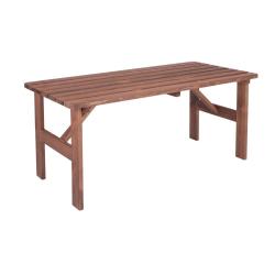 Venkovní dřevěný stůl mořený tmavě hnědý pro 6 osob, masiv borovice, 180x70 cm