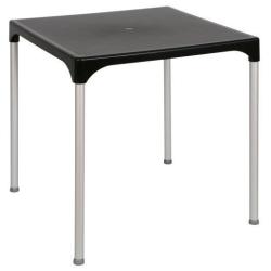 Zahradní stůl plast + hliníkové nohy černá / stříbrná 70x70 cm