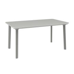 Světle šedý plastový jídelní stůl venkovní, odpojitelné nohy, 147x84 cm