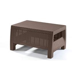 Malý ratanový stolek na balkon / terasu / zahradu, tmavě hnědý, 77x57x42 cm