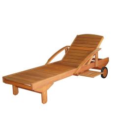 Luxusní dřevěné lehátko z masivu Shorea, výsuvný stolek, kolečka