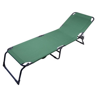 Kempingové skládací přenosné lehátko s kovovým rámem, tmavě zelené