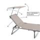 Skládací přenosné opalovací lehátko na zahradu / na pláž, se stříškou, šedé