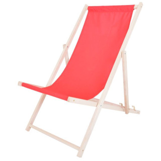 Dřevěné křeslo / lehátko polohovací na zahradu, terasu, na pláž - červené