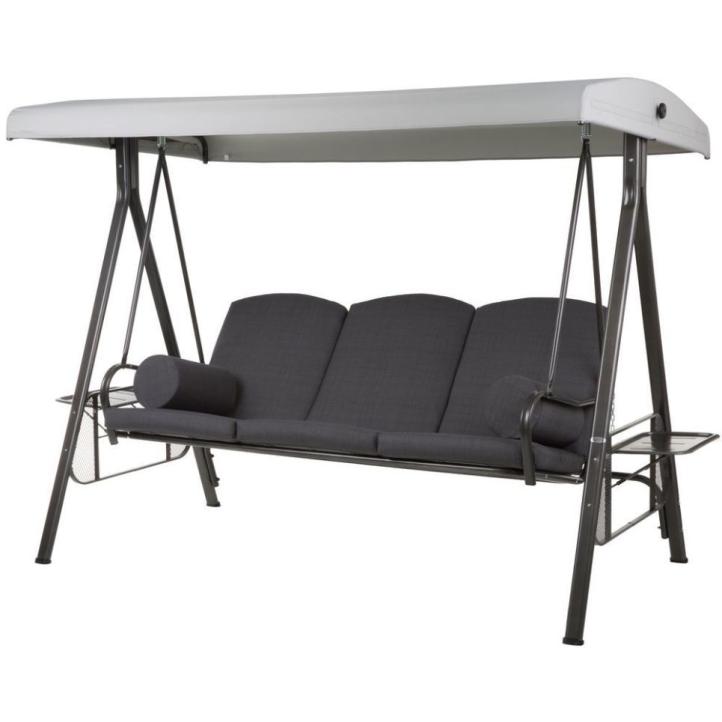 Kovová rodinná houpačka s polohovací opěrkou šedá 235 cm