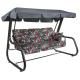 Velká zahradní houpačka pro 4 osoby rozkládací se stříškou, tmavě šedá + barevné květy, 227 cm