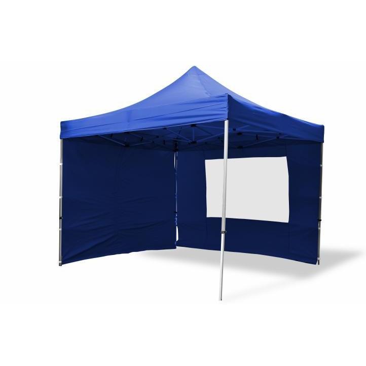 Párty stan 3x3 m profi s bočnícemi (2x stěna s oknem, 2x stěna bez okna), skládací, modrý