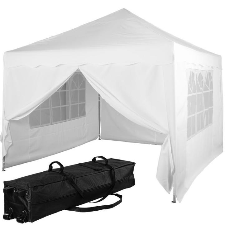 Bílý stan na zahradu na párty / svatby / grilování, půdorys 3x3 m, 4 boční plachty