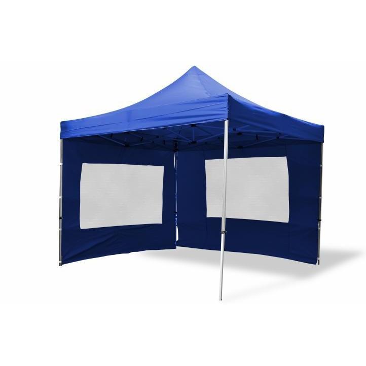 Přenosný nůžkový stan profi 3x3 m modrý, 2x boční stěna s oknem