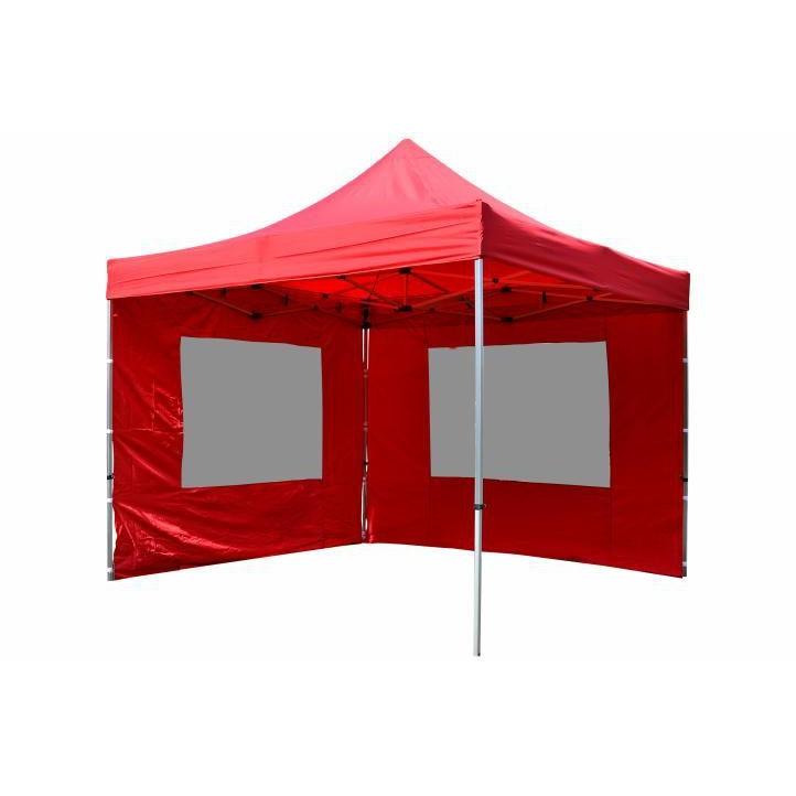 Skládací párty stan hliníkový 3x3 červený voděodolný, 2 bočnice