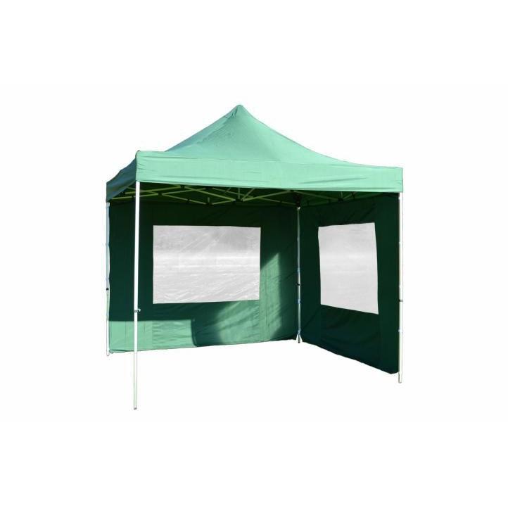 Párty stan nůžkový tmavě zelený voděodolný, skládací hliníkový rám, 2 bočnice