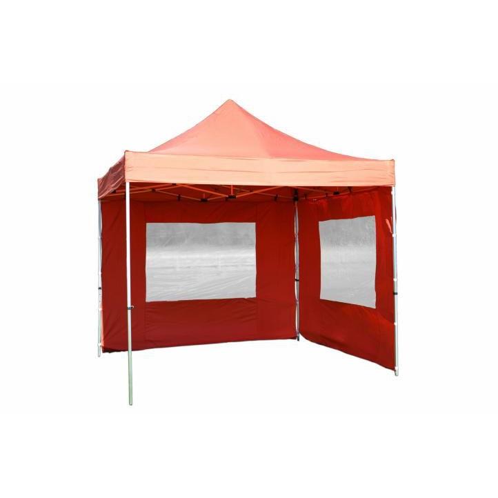 Zahradní párty stan 3x3 nůžkový hliníkový rám + látkový potah, terakota červená, 2 boční stěny