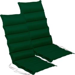 2x polstr na židli s vysokou opěrkou tmavě zelený, upevňovací šňůrky, 120x47 cm