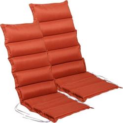 2x polstr na židli s vysokou opěrkou terakota červená, upevňovací šňůrky, 120x47 cm