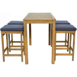 Venkovní barový set vysoký stůl + 4 židle, masivní dřevo akácie