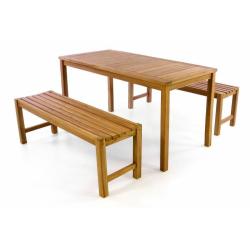 Dřevěný teakový zahradní set stůl + 2 lavice 150 cm