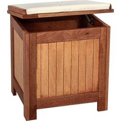 Dřevěný venkovní box na sezení malý s polstrováním, dřevo Shorea, 43x55x62 cm