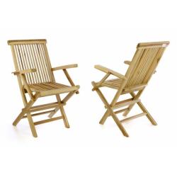2x skládací zahradní židle masiv týkové dřevo
